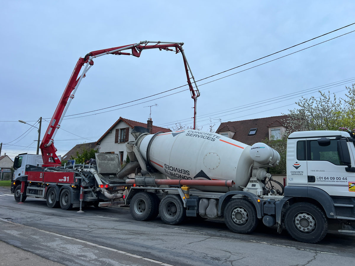Camion toupie sur chantier